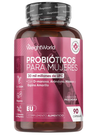 Probióticos para Mujer | 30 Mil Millones UFC | 90 Cápsulas de Liberación Prolongada