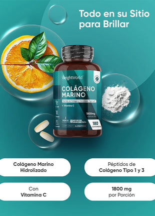 Colágeno Marino con Vitamina C | 1800 mg | 180 Comprimidos