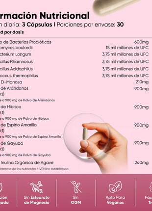 Probióticos para Mujer | 30 Mil Millones UFC | 90 Cápsulas de Liberación Prolongada