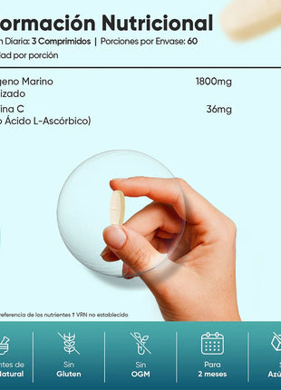 Colágeno Marino con Vitamina C | 1800 mg | 180 Comprimidos