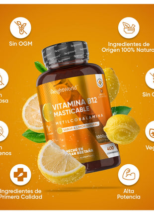 WeightWorld Vitamina B12 Metilcobalamina Masticable 1000 mg - 400 comprimidos