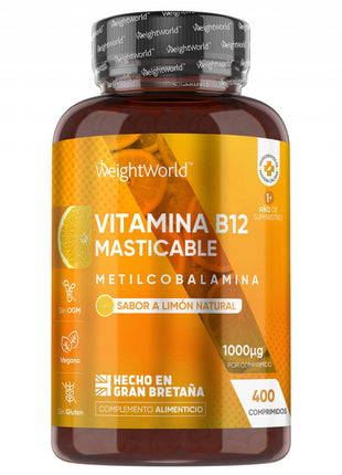 WeightWorld Vitamina B12 Metilcobalamina Masticable 1000 mg - 400 comprimidos