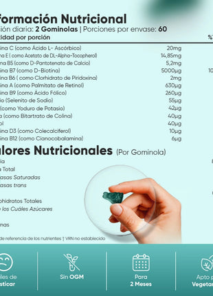 WeightWorld Gominolas de Biotina - Cabello, Piel y Uñas - 120 gominolas