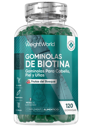 WeightWorld Gominolas de Biotina - Cabello, Piel y Uñas - 120 gominolas