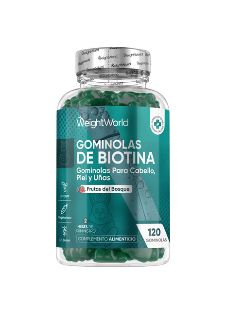WeightWorld Gominolas de Biotina - Cabello, Piel y Uñas - 120 gominolas