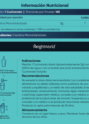 WeightWorld Creatina Monohidrato en Polvo