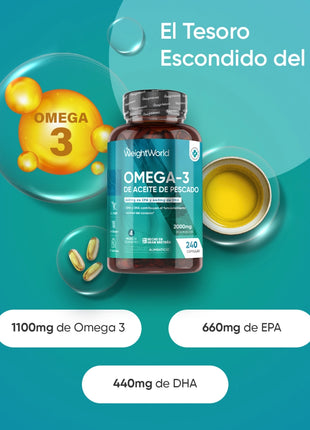 WeightWorld Aceite de Pescado Omega 3 2000 mg - 240 cápsulas
