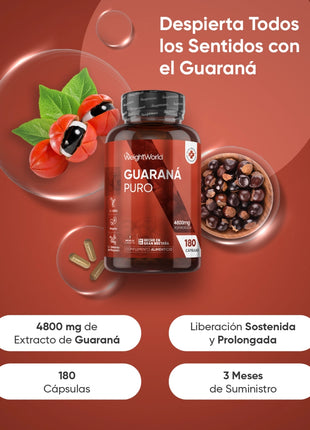 Guaraná Puro 4800 mg | 180 Cápsulas Veganas