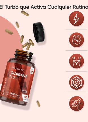 Guaraná Puro 4800 mg | 180 Cápsulas Veganas