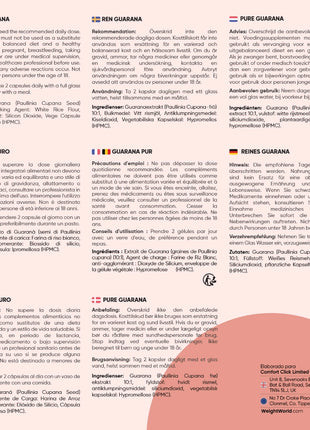 Guaraná Puro 4800 mg | 180 Cápsulas Veganas