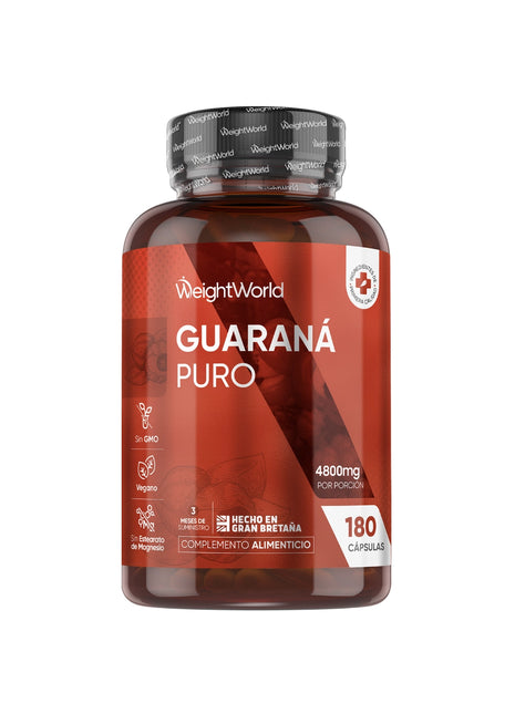 Guaraná Puro 4800 mg | 180 Cápsulas Veganas