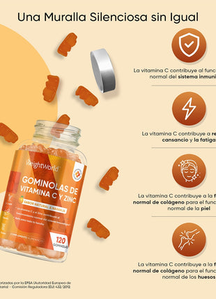 WeightWorld Gominolas de Vitamina C y Zinc 200mg - 120 gominolas