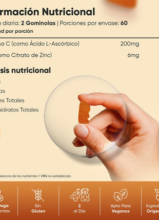 WeightWorld Gominolas de Vitamina C y Zinc 200mg - 120 gominolas