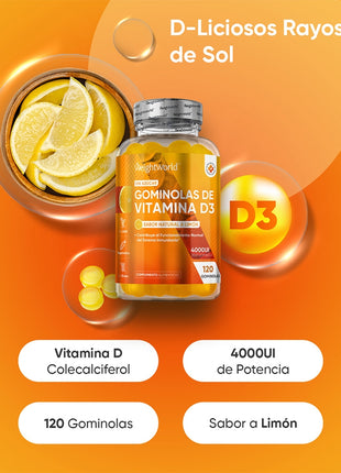 WeightWorld Gominolas de Vitamina D3 4000 UI - 120 gominolas