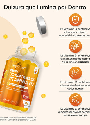 WeightWorld Gominolas de Vitamina D3 4000 UI - 120 gominolas