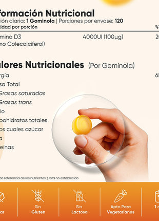 WeightWorld Gominolas de Vitamina D3 4000 UI - 120 gominolas