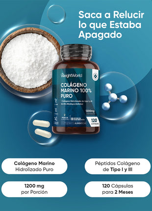 WeightWorld Colágeno Marino Puro 1200mg - 120 cápsulas