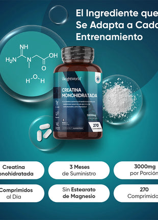WeightWorld Comprimidos de Monohidrato de Creatina 3000mg - 270 comprimidos
